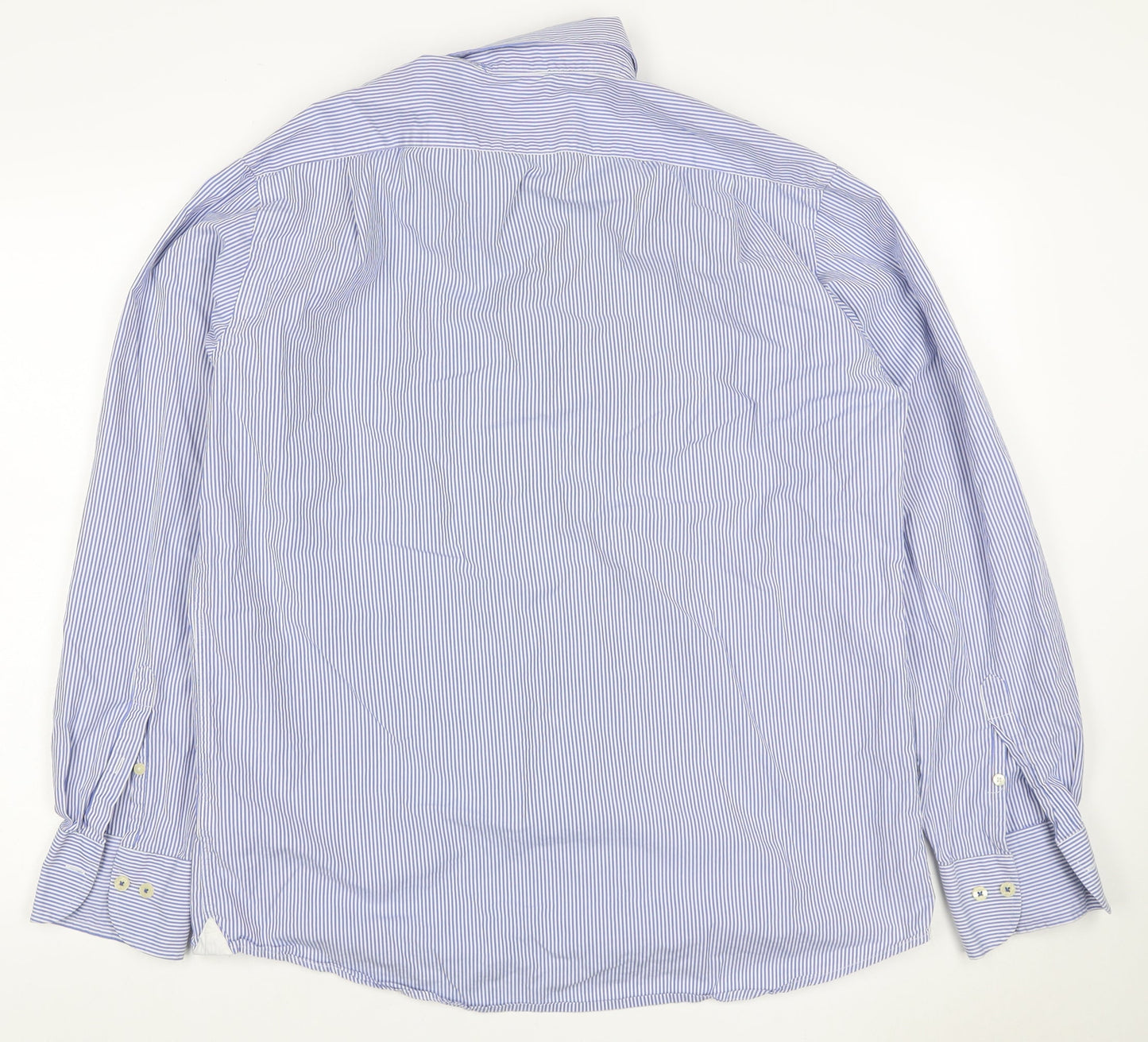 Sacoor Brothers Men’s Blue Stripe XL Cotton Button-Down Shirt