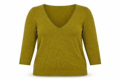 Per Una Women Green Size 14 V-Neck Long Sleeve Fine Knit Jumper