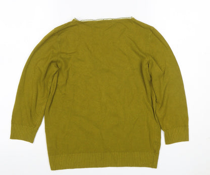 Per Una Women Green Size 14 V-Neck Long Sleeve Fine Knit Jumper
