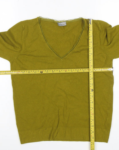 Per Una Women Green Size 14 V-Neck Long Sleeve Fine Knit Jumper