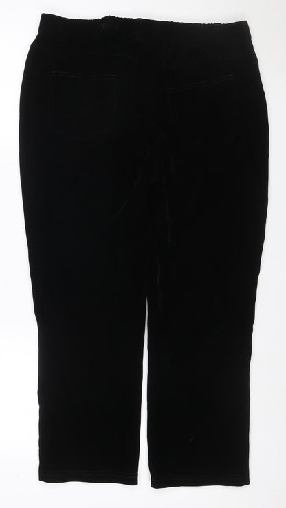 Anthology Women’s Black UK 16 Velour Bootcut Trousers Pockets