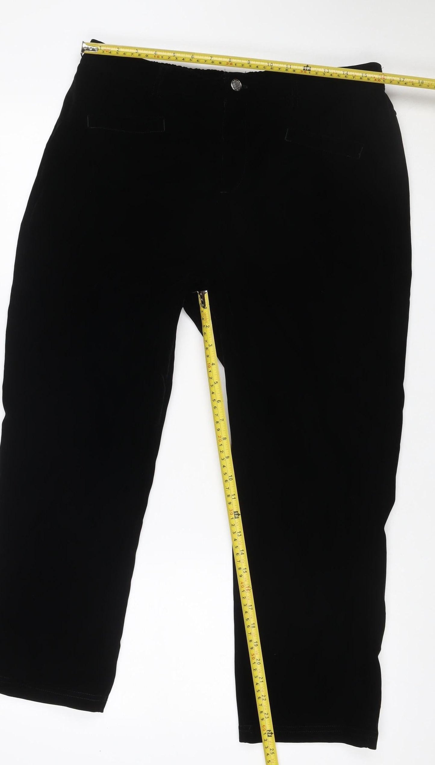 Anthology Women’s Black UK 16 Velour Bootcut Trousers Pockets