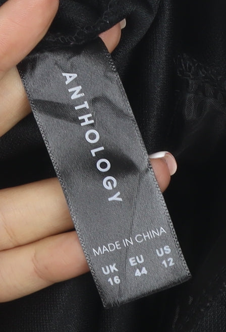 Anthology Women’s Black UK 16 Velour Bootcut Trousers Pockets