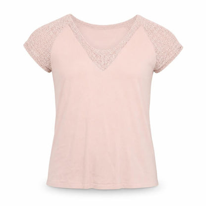 J Taylor Women’s Pink Size 14 V-Neck Crochet Cap Sleeve Knit Blouse