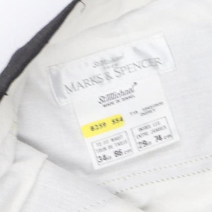 Marks and Spencer Men's Black 32in Wool Blend Dress Trousers Straight