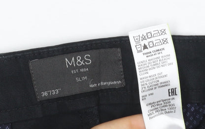 Marks and Spencer Men’s Black Slim Chino Trousers Size 36/33