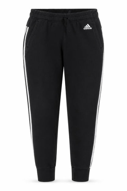 Front view of Adidas Women’s Black UK 12-14 M Jogger Track Pants Striped Fleece