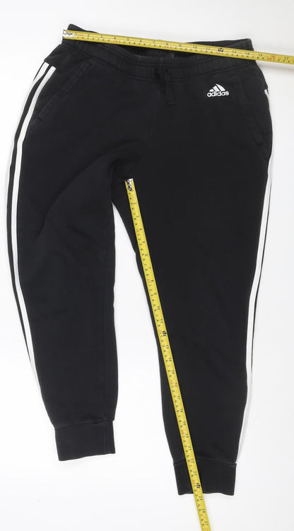 Adidas Women’s Black UK 12-14 M Jogger Track Pants Striped Fleece