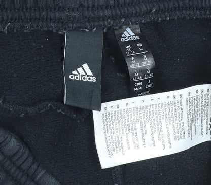 Adidas Women’s Black UK 12-14 M Jogger Track Pants Striped Fleece