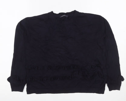 M&S Limited Women’s Navy Blue UK 8 Ruffle Crew Neck Knit Jumper