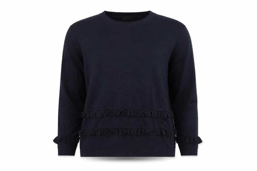 Marks & Spencer Limited Women’s Navy Blue UK 8 Ruffle Crew Neck Knit Jumper