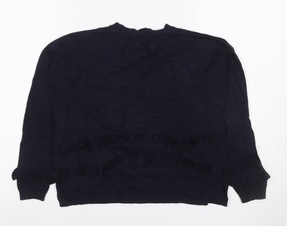 M&S Limited Women’s Navy Blue UK 8 Ruffle Crew Neck Knit Jumper
