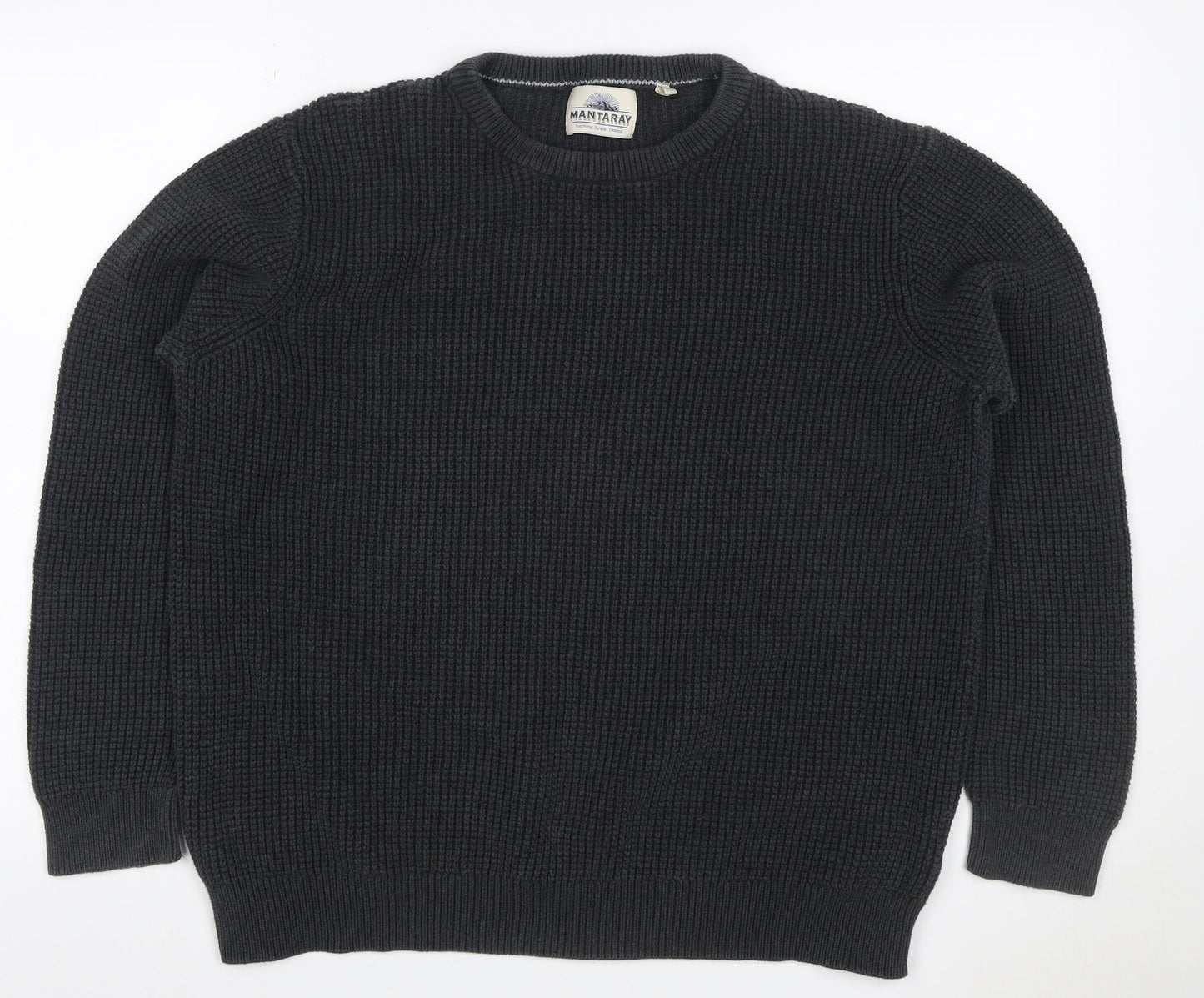 Mantaray Men’s Black XL Cotton Crew Neck Knit Pullover Jumper