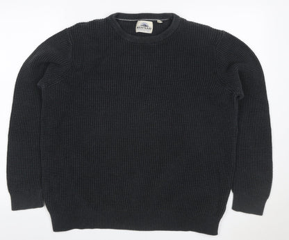 Mantaray Men’s Black XL Cotton Crew Neck Knit Pullover Jumper