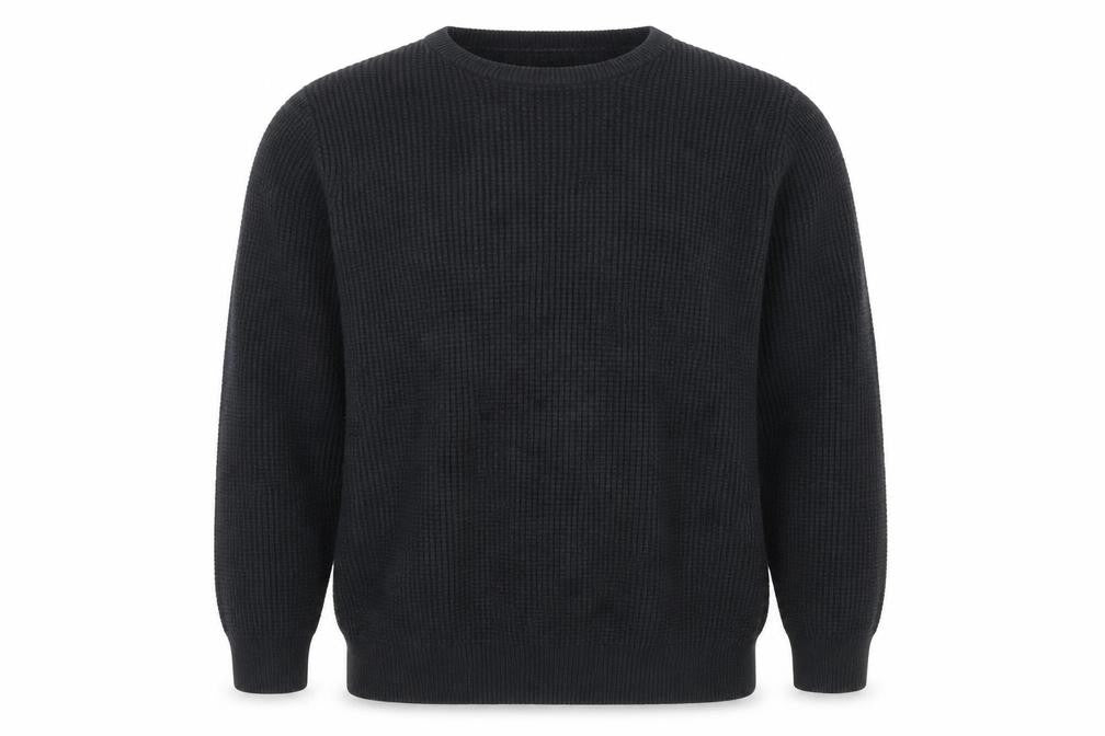 Front view of Mantaray Men’s Black XL Cotton Crew Neck Knit jumper