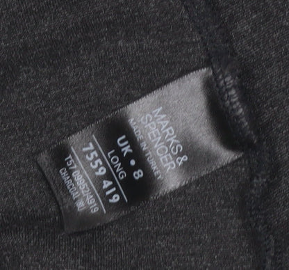 Marks & Spencer Women's Black UK 8 Long Stretch Slim Trousers