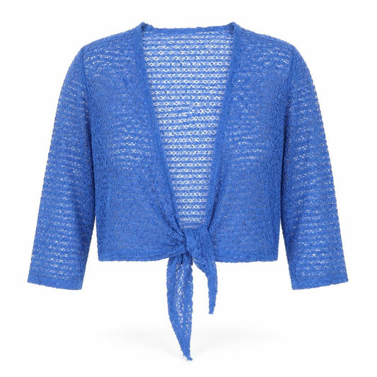 TIGI Women Blue UK 12 Crochet Wrap Tie Front Boho Blouse