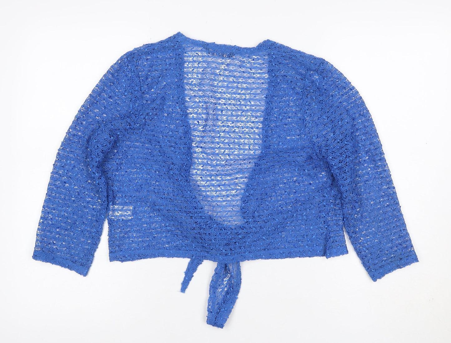 TIGI Women Blue UK 12 Crochet Wrap Tie Front Boho Blouse