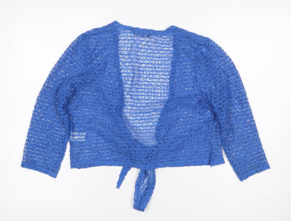 TIGI Women Blue UK 12 Crochet Wrap Tie Front Boho Blouse