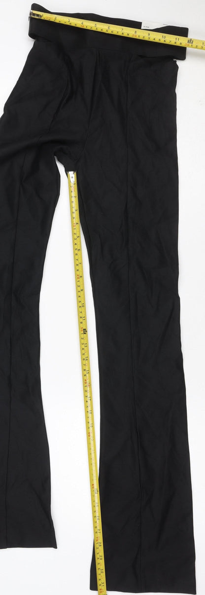 Zara Women Black XS Flared Stretch Trousers Smart Workwear