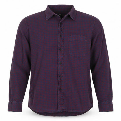 Uniqlo Men's Blue Red Check Cotton Button-Up Shirt L