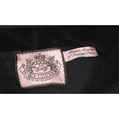 Juicy Couture Women Black L Velour Full Zip Hooded Hoodie Pockets