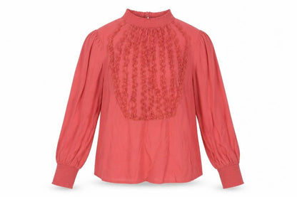 Monsoon Women’s Pink Ruffle Chiffon Blouse Size 14 Long Sleeve