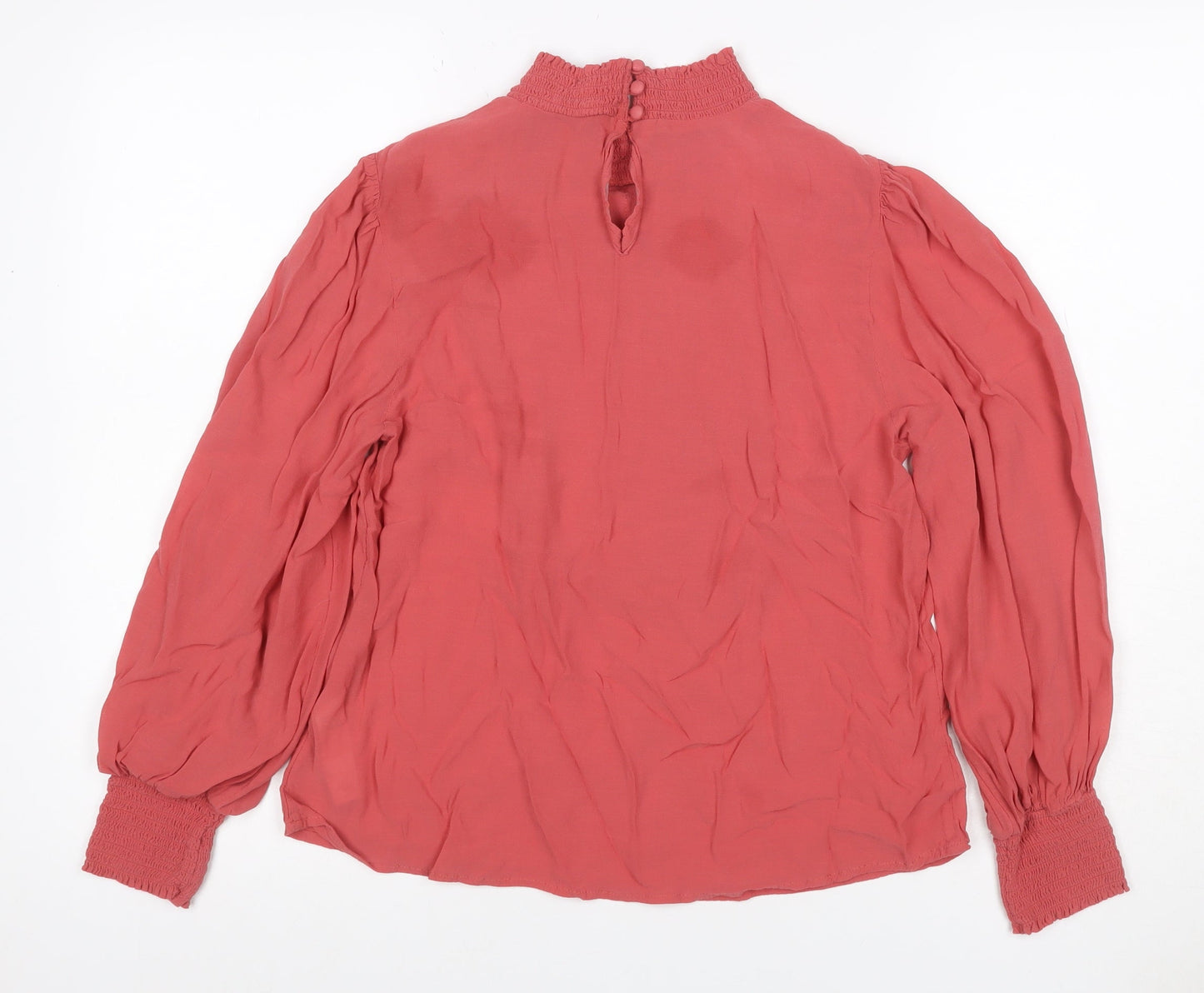 Monsoon Women’s Pink Ruffle Chiffon Blouse Size 14 Long Sleeve