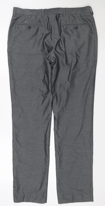 Next Men’s Grey 34R Straight Dress Trousers 34W 33L