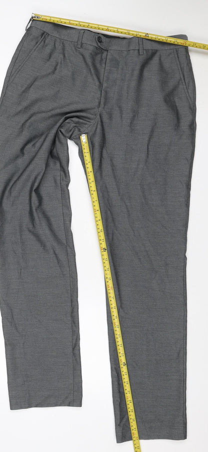 Next Men’s Grey 34R Straight Dress Trousers 34W 33L