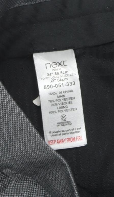Next Men’s Grey 34R Straight Dress Trousers 34W 33L
