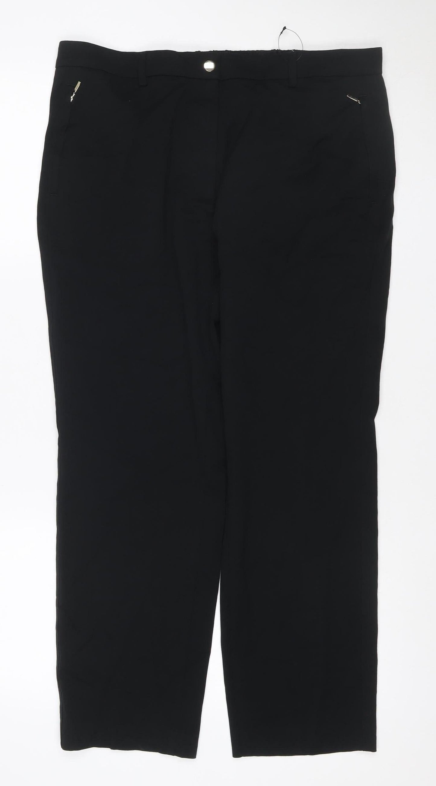 M&S Women Black Size 16 Straight Tailored Stretch Trousers