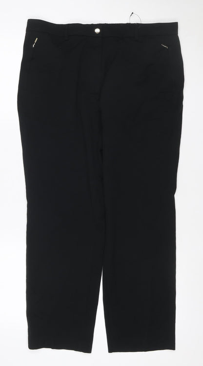 M&S Women Black Size 16 Straight Tailored Stretch Trousers