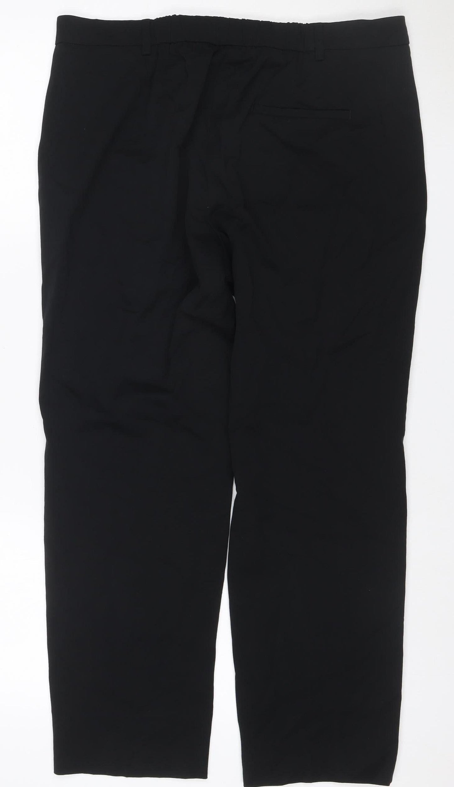M&S Women Black Size 16 Straight Tailored Stretch Trousers
