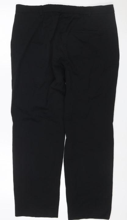 M&S Women Black Size 16 Straight Tailored Stretch Trousers