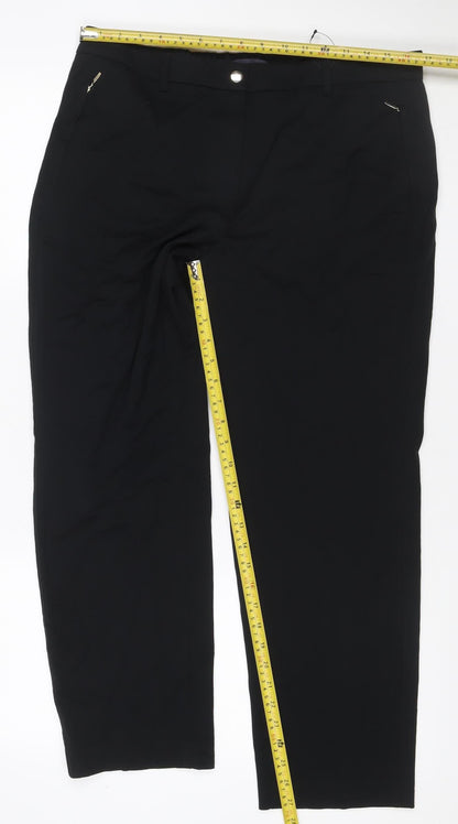 M&S Women Black Size 16 Straight Tailored Stretch Trousers