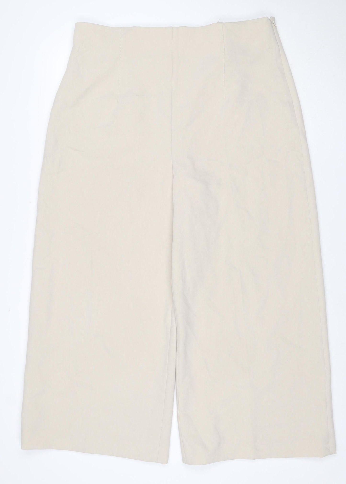 Zara Women Beige XXL UK 18 Wide-Leg Tailored Stretch Trousers