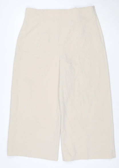 Zara Women Beige XXL UK 18 Wide-Leg Tailored Stretch Trousers