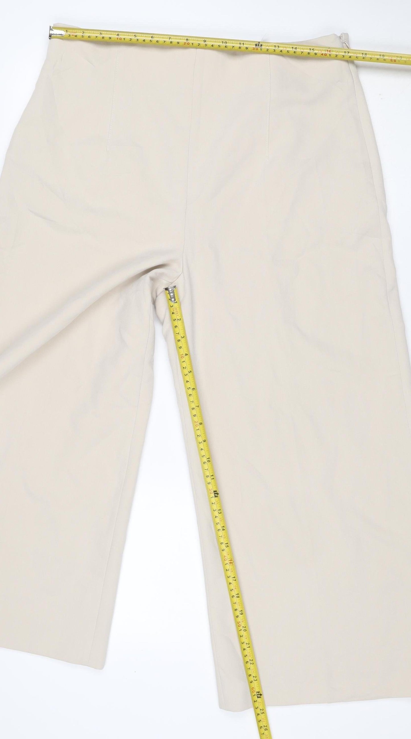 Zara Women Beige XXL UK 18 Wide-Leg Tailored Stretch Trousers