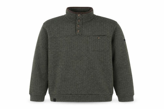 Front view of Regatta Men Green M Herringbone Henley Button Fleece Sweatshirt