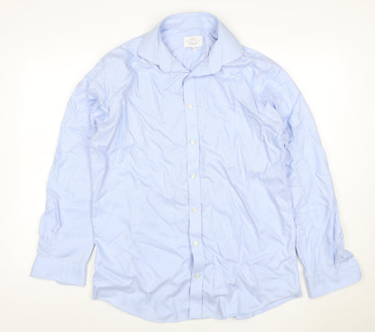 John Lewis Men Blue 16 Tailored Fit Cotton Long Sleeve Shirt