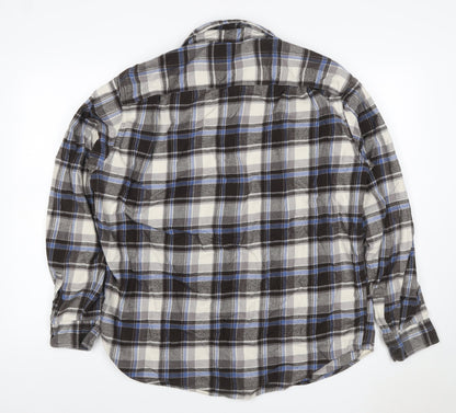 Uniqlo Men's XL Blue Grey Plaid Flannel Button-Up Shirt