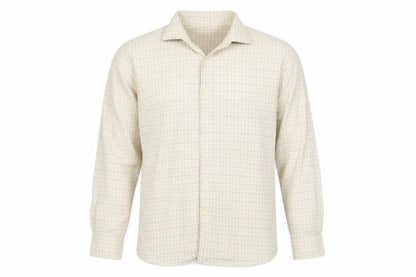 Canali Men’s Beige Check Cotton Long Sleeve Button-Up Shirt XL