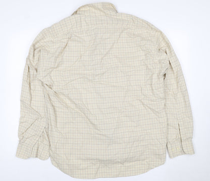 Canali Men’s Beige Check Cotton Long Sleeve Button-Up Shirt XL