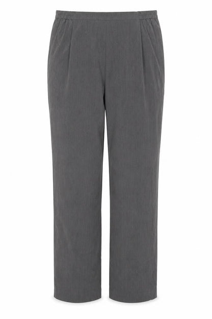 Bassini Women Grey UK 12 Wide Leg Dress Trousers Elastic Waist