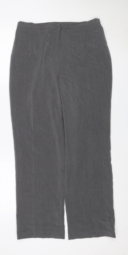 Bassini Women Grey UK 12 Wide Leg Dress Trousers Elastic Waist