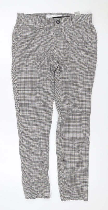 Topman Men’s Grey Check Stretch Skinny Trousers W32 L30