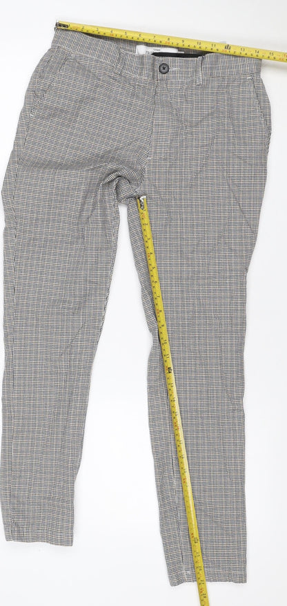 Topman Men’s Grey Check Stretch Skinny Trousers W32 L30