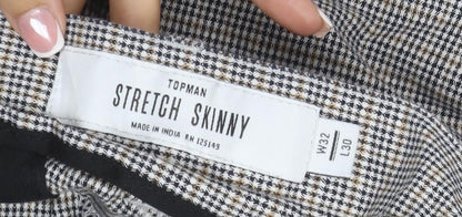 Topman Men’s Grey Check Stretch Skinny Trousers W32 L30