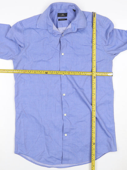 Next Men's Blue 14.5 Regular Fit Long Sleeve Cotton Button-Up Shirt